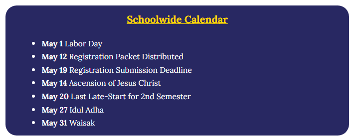Schoolwide Calendar